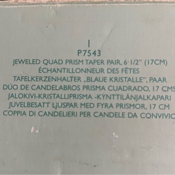 PartyLite Jeweled Crystal Taper Candlestick Pair Sapphire Rhinestones in box - Picture 6 of 6